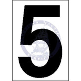 Placard Number 5: White Vinyl - 3.5 Inch